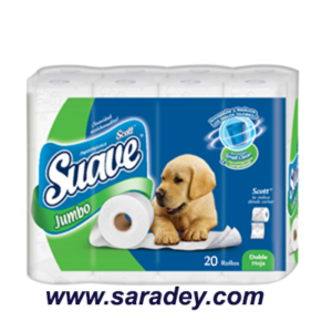Papel Higienico Suave Scott Jumbo blanco doble hoja x 20 rollos