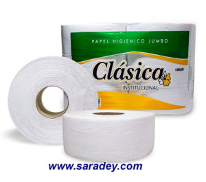 Papel Higienico Jumbo blanco gofrado Clasica 200 mts x 6 rollos