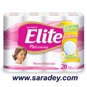 Papel Higiénico Élite blanco doble hoja con manzanilla x 20 rollos